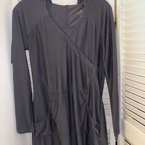 Athleta Charcoal Long Sleeve Hooded Athletic Shirt Dress